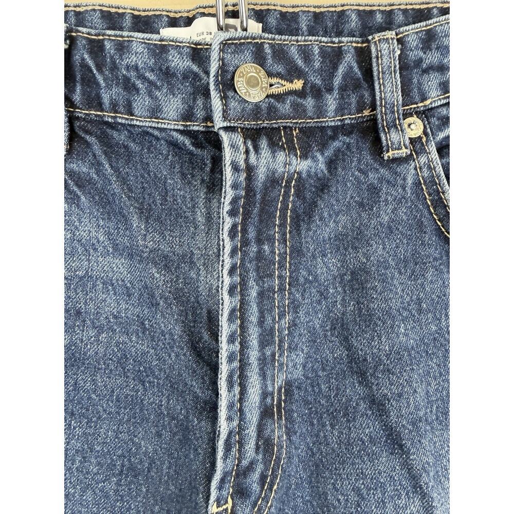 Zara Jeans Womens Blue Size 6 Denim Flare High Rise Raw Hem Medium Wash - Picture 4 of 14